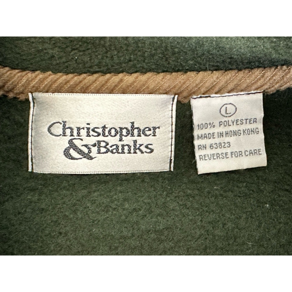 Christopher & Banks Fleece Jacket Women's L Green Embroidered Pine Tree Nature - Picture 4 of 6